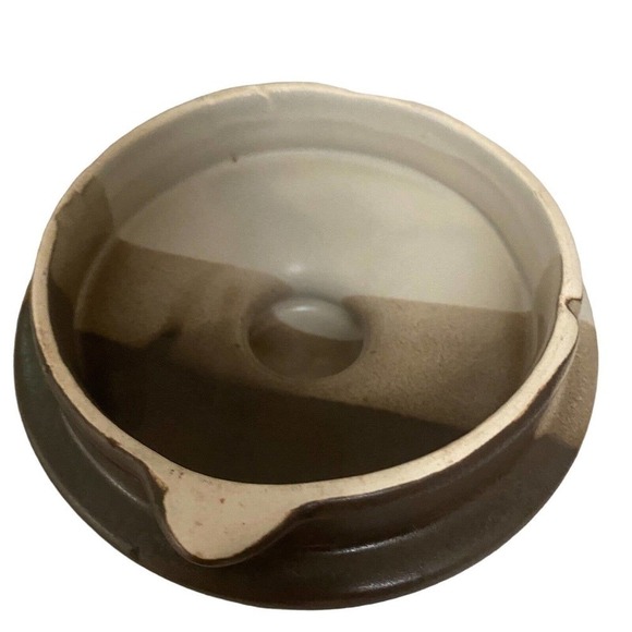 Vintage McCoy Pottery Sandstone Teapot Striped Brown Cream Tan 1418 Signed - Picture 6 of 11